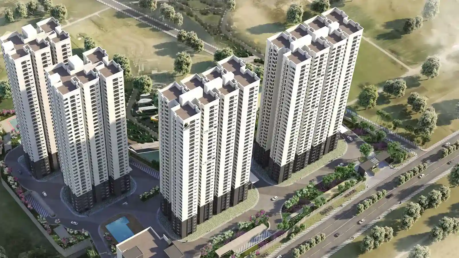 Prestige Kokapet aerial view of master layout